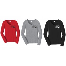 MAGDRL Embroidered Port & Company® Ladies Long Sleeve Fan Favorite™ V-Neck Tee